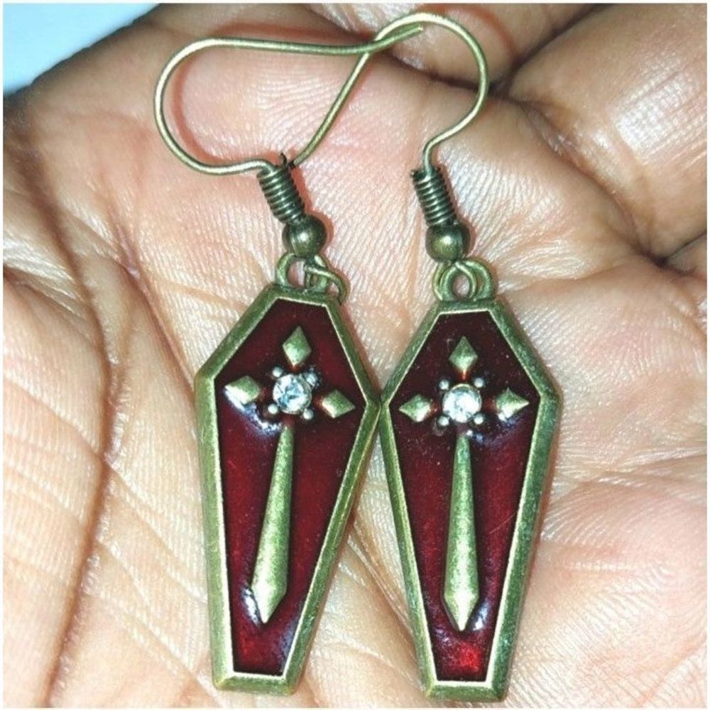 Super Cute Festive Coffin Earrings Vintage